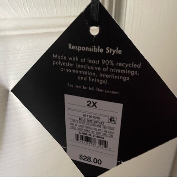 Ava & Viv Blue Polka Dot Long Sleeve Knot Front Blouse - Picture 6 of 10